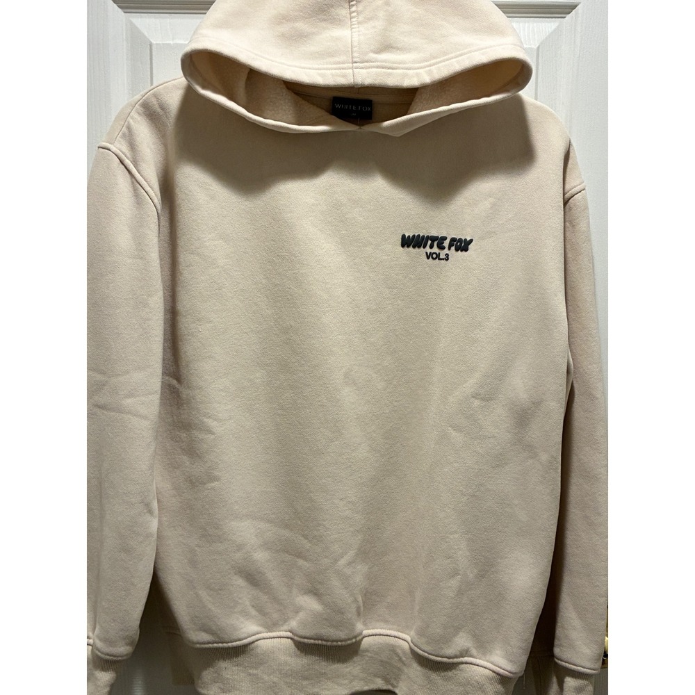 White Fox Boutique Vol 3 Puff Print Hoodie Beige Sand Mens S/M Oversized Hoody